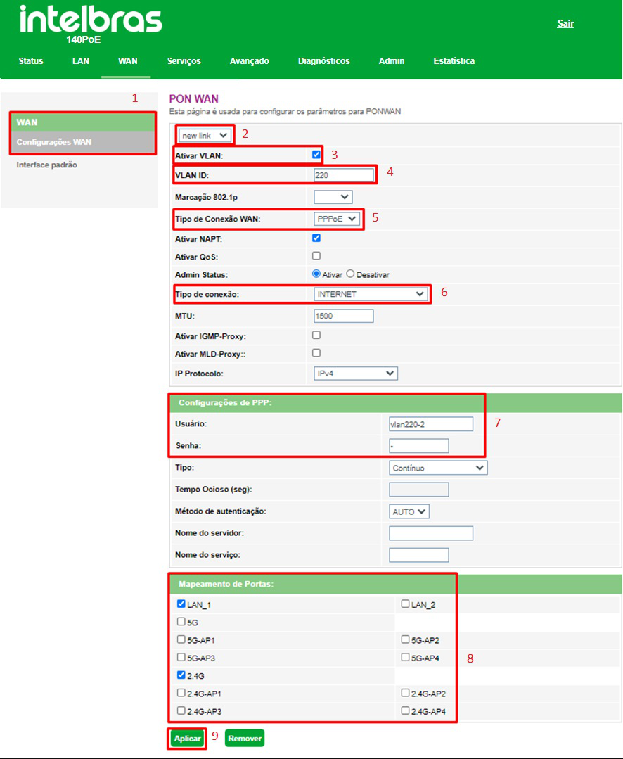 Configuração PPPoE