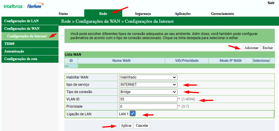 Criando nova WAN