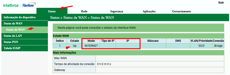 Status da WAN