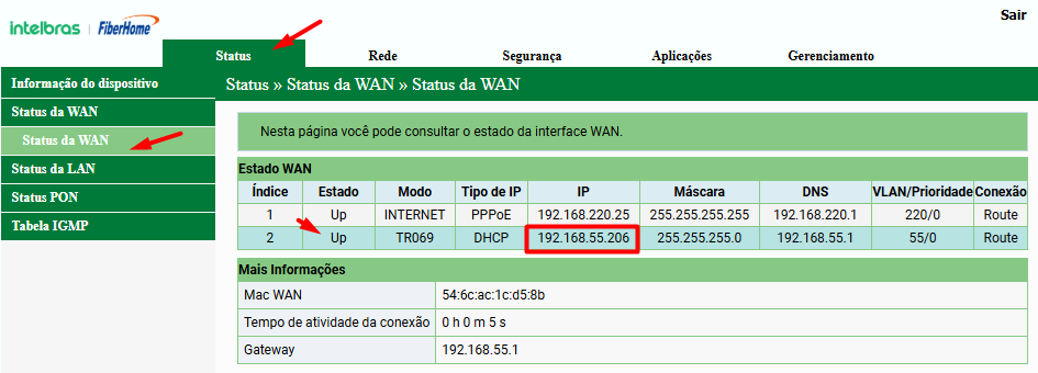 Status da WAN