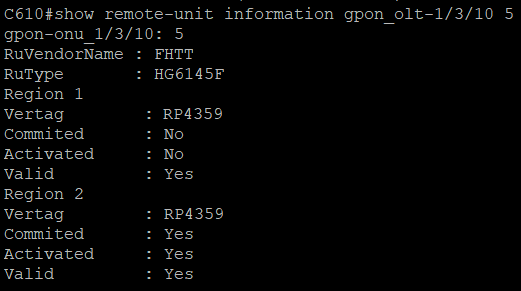 Versões de firmware da ONT