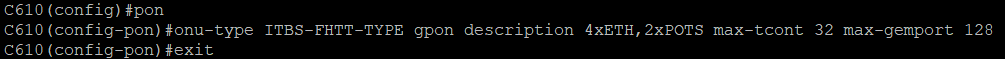 Definição do onu-type utilizado