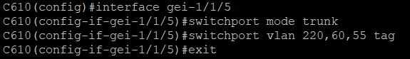 Configurando vlan na porta uplink