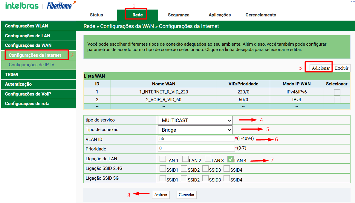 Configurando WAN Bridge