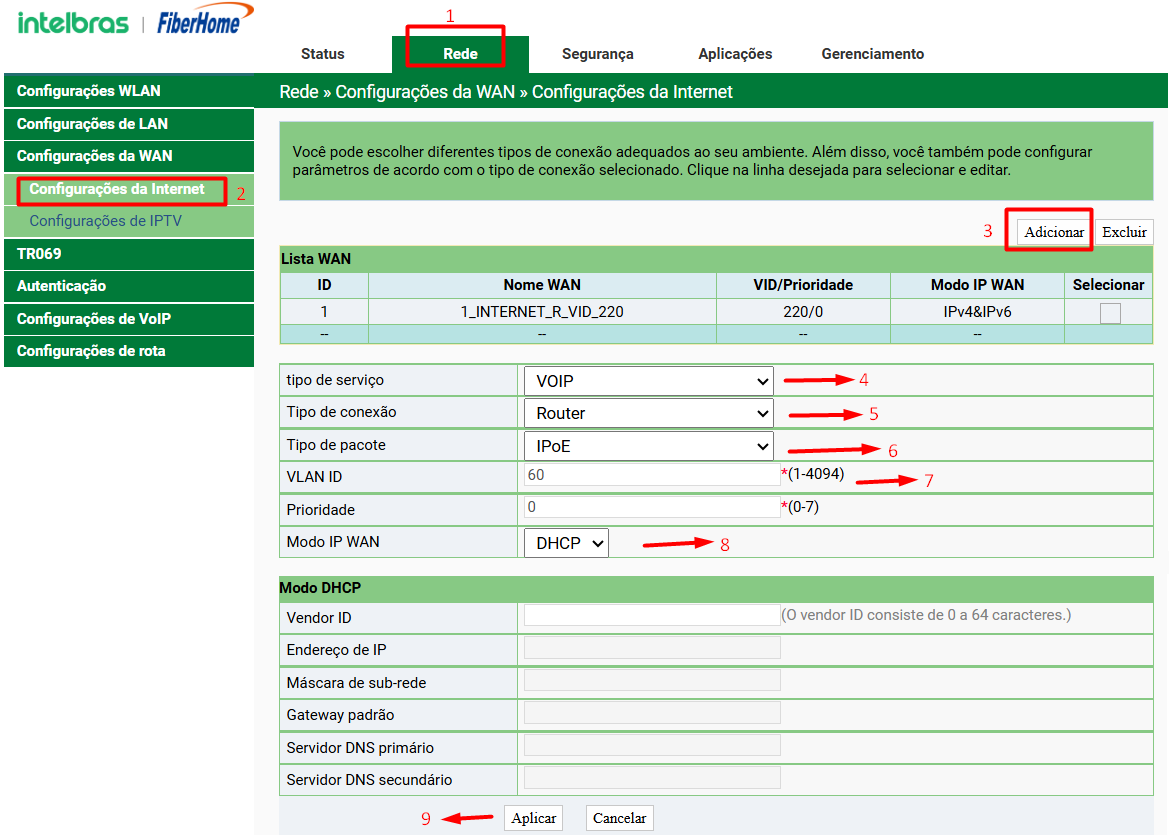 Configurando WAN DHCP