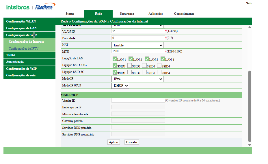 Configuração Wan