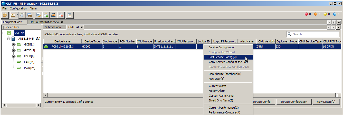 Port service config