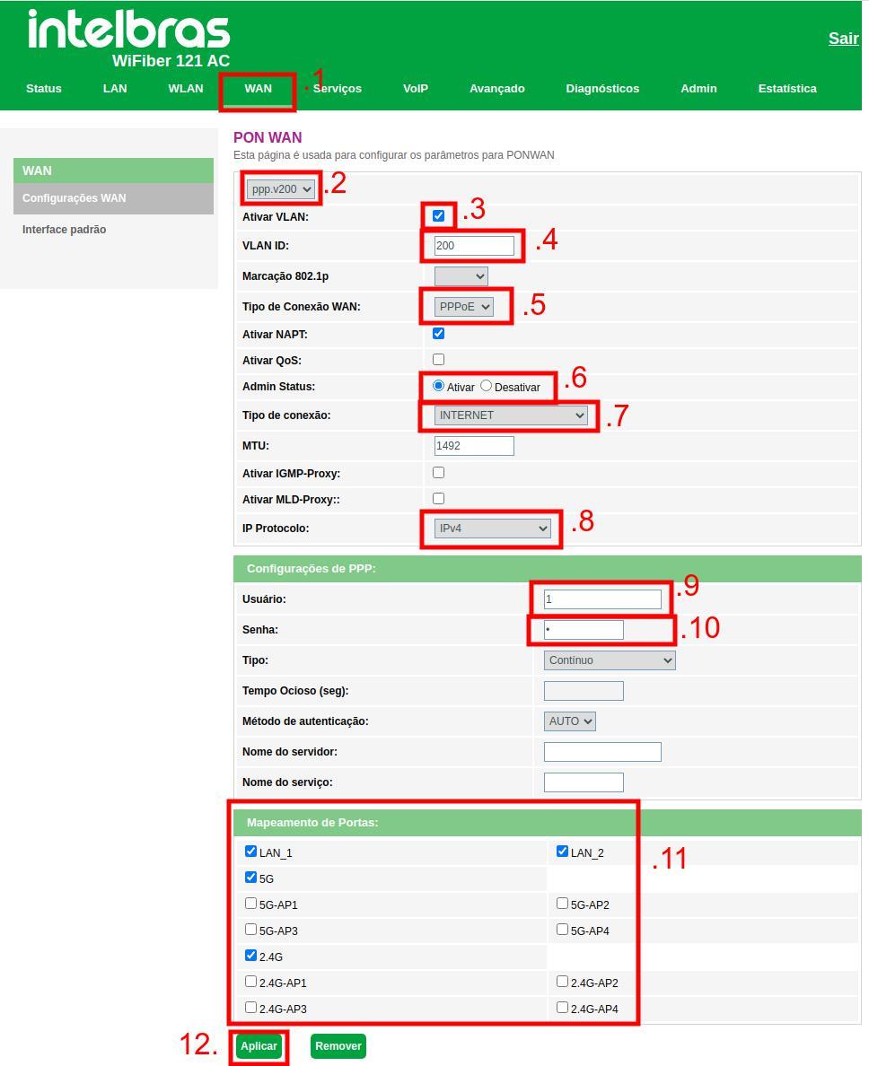 Configuração PPPoE