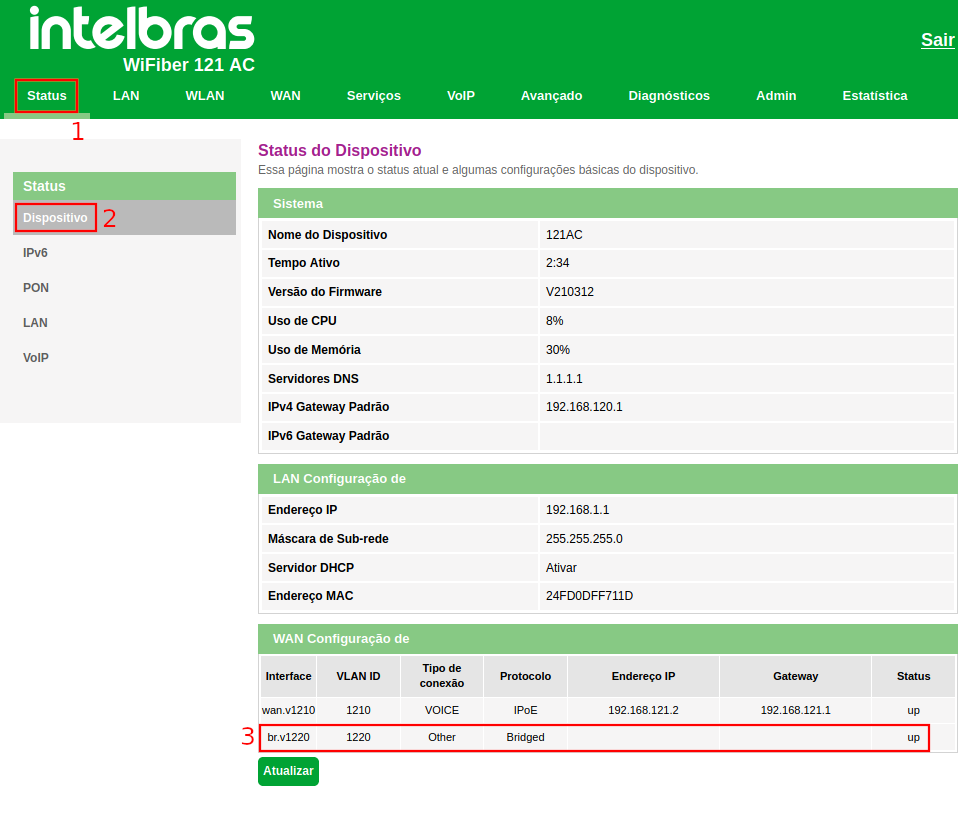 Verificando status